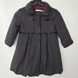 deux par deux Girls Black & White Checkered Coat – Size 3
